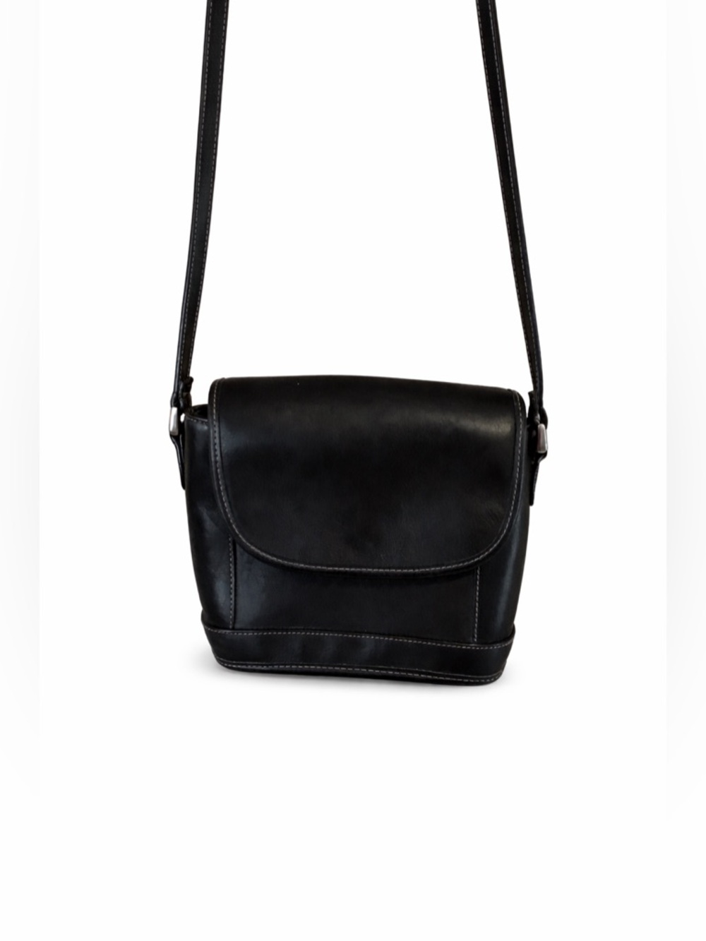 Hillard & Hanson Vintage Y2K Women's Black Leather Crossbody Bucket Bag